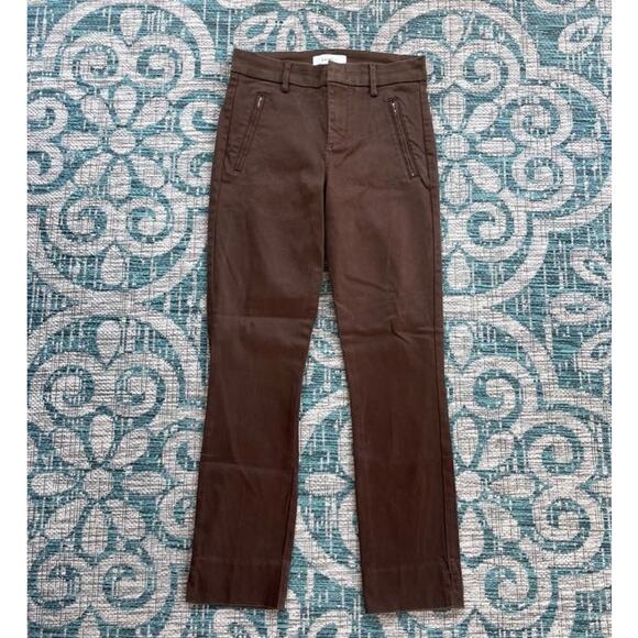 Level 99 Brown Wax‎ Coated Ankle Crop Pants Zipper Pockets - Size 25 - Picture 2 of 12